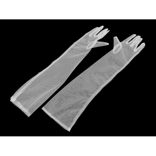 Dlhé spoločenské rukavice tylové - 1 pár | Mimib