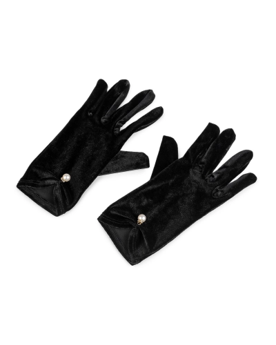 Spoločenské rukavice zamatové s perlou - 1 pár | Mimib