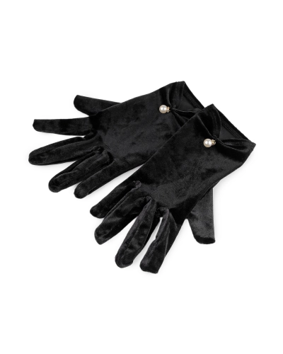 Spoločenské rukavice zamatové s perlou - 1 pár | Mimib