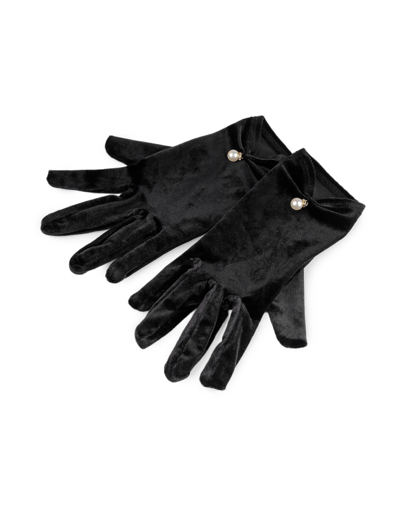 Spoločenské rukavice zamatové s perlou - 1 pár | Mimib