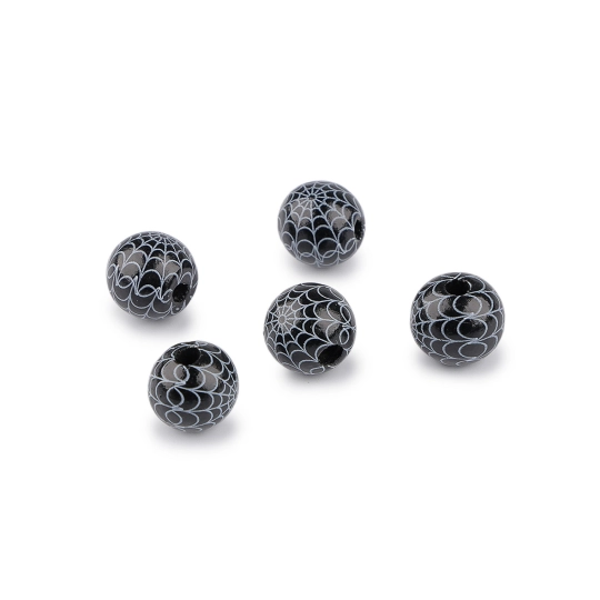 Drevené korálky pavučina Halloween Ø16 mm - 5 ks | Mimib