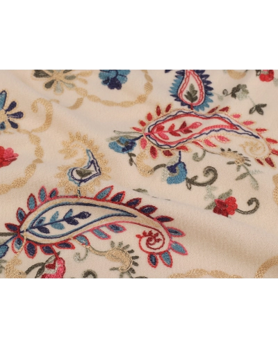 Veľká teplá šatka / pléd vyšívaná so strapcami, typu kašmír 70x180 cm - 1 ks | Mimib