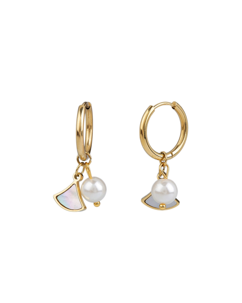 Náušnice z nerezovej ocele krúžky s perlou - 1 pár | Mimib