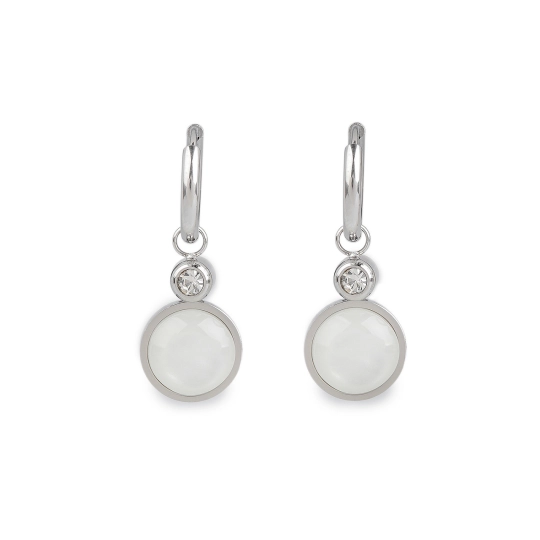 Náušnice z nerezovej ocele krúžky s brúseným kamienkom a perleťou - 1 pár | Mimib