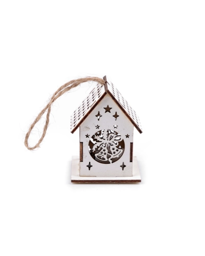 Drevený domček svietiaci na zavesenie - 1 ks | Mimib