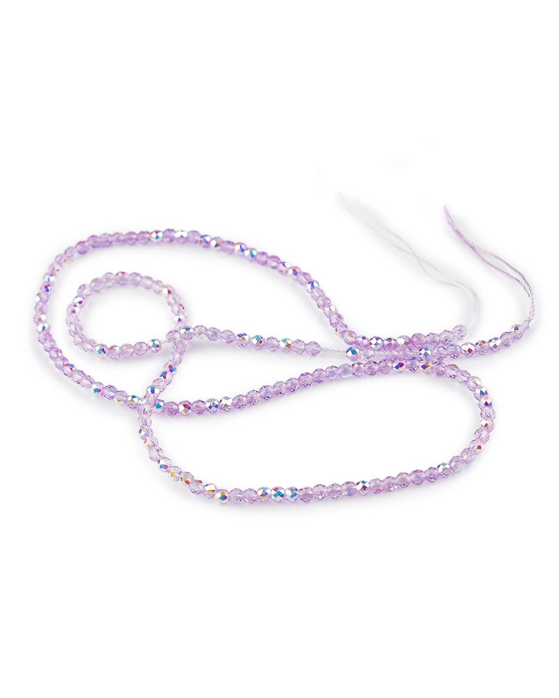 Sklenené korálky brúsené ohňovky 2 mm s AB efektom, na šnúrke - 1 sáčok | Mimib