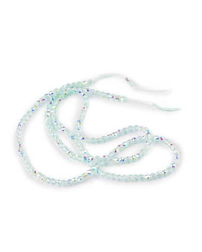 Sklenené korálky brúsené ohňovky 2 mm s AB efektom, na šnúrke - 1 sáčok | Mimib