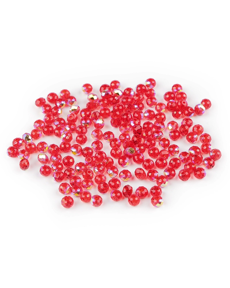 Sklenené korálky brúsené ohňovky 4 mm s AB efektom - 1 sáčok | Mimib