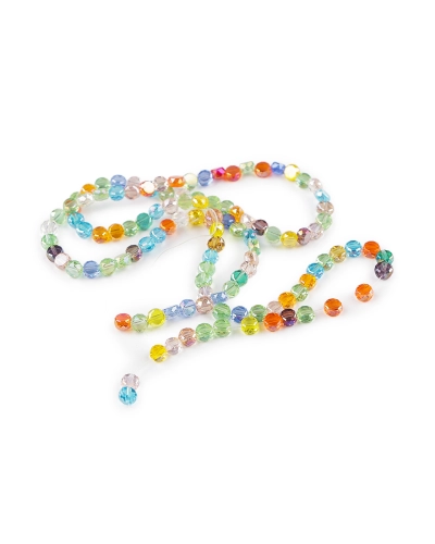 Sklenené korálky brúsené 4 mm ploché, na drôtiku - 1 sáčok | Mimib