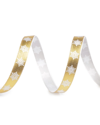 Vianočná stuha metalická vločky šírka 10 mm - 22.5 m | Mimib