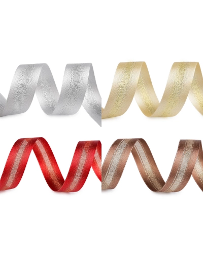 Atlasová stuha s lurexom obojlíca šírka 25 mm - 20 m | Mimib