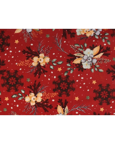 Vianočná bavlnená látka / plátno vetvičky - 1 m | Mimib