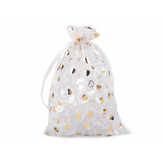 Darčekové vrecúško srdiečka 14x21 cm organza | Mimib