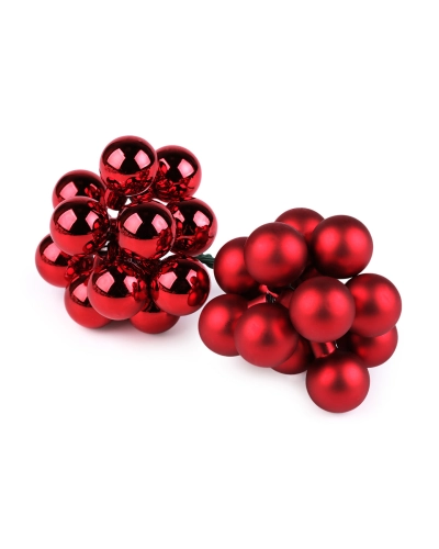 Vianočná sklenená banka na drôtiku Ø2,5 cm - mat a lesk - 12 ks | Mimib