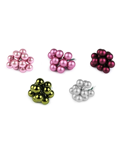 Vianočná sklenená banka na drôtiku Ø2,5 cm - mat a lesk - 12 ks | Mimib