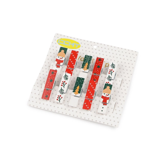 Drevený kolíček s vianočnou potlačou - 10 ks | Mimib