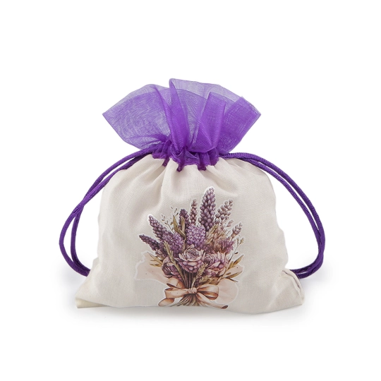 Darčekové vrecúško s potlačou levandule 10x13 cm - 3 ks | Mimib