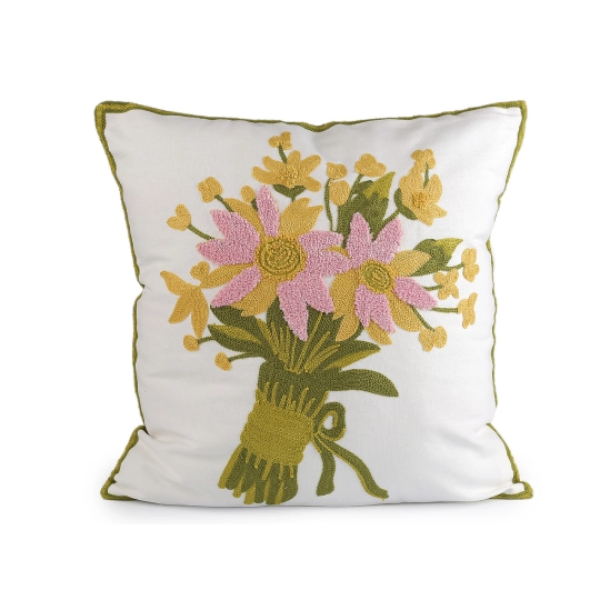 Obliečka na vankúš vyšívané kvety 45x45 cm - 2 ks | Mimib