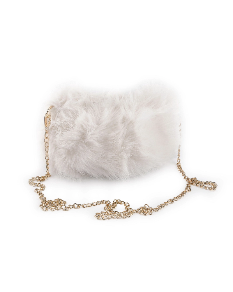 Kožušinová kabelka s kovovou retiazkou 24x19 cm - 1 ks | Mimib