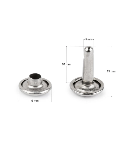 Duté nity obojstranné na kožu a hrubé látky Ø9 mm - 100 pár | Mimib