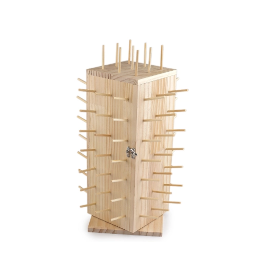 Drevený stojan na nite otočný s úložným priestorom, výška 44 cm - 1 ks | Mimib