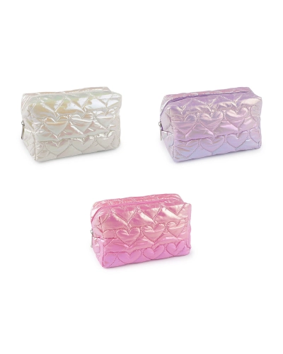 Kozmetická taška / púzdro prešívané, srdce 18x11 cm holografické - 1 ks | Mimib