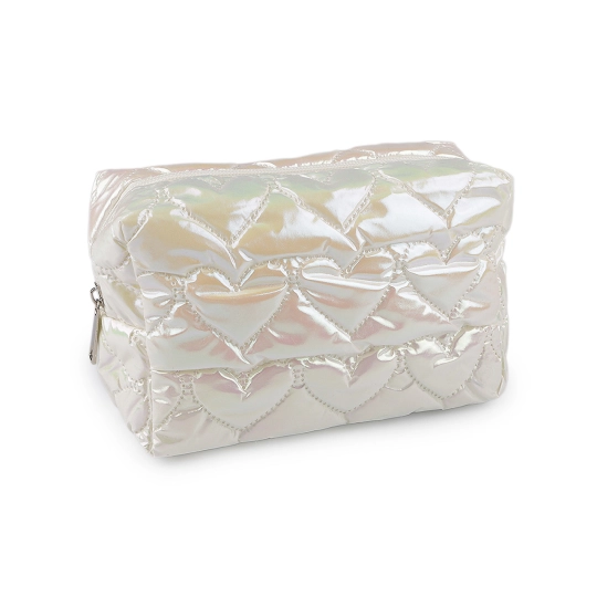 Kozmetická taška / púzdro prešívané, srdce 18x11 cm holografické - 1 ks | Mimib