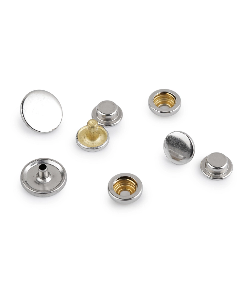 Obojstranné kovové cvoky Ø15 mm na hrubé látky nerezové - 50 sada | Mimib