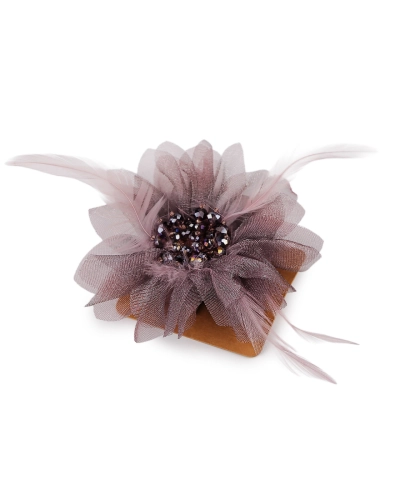 Brošňa so sklenenými brúsenými korálikmi a perím - 1 ks | Mimib