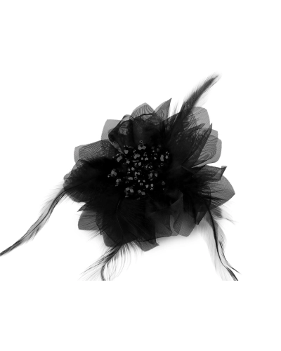 Brošňa so sklenenými brúsenými korálikmi a perím - 1 ks | Mimib