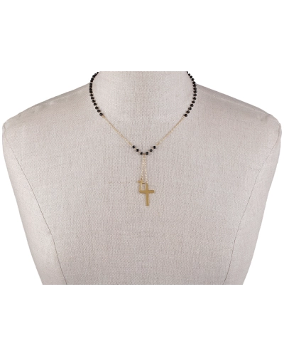 Náhrdelník z nerezovej ocele krížik s brúsenými korálikmi - 1 ks | Mimib