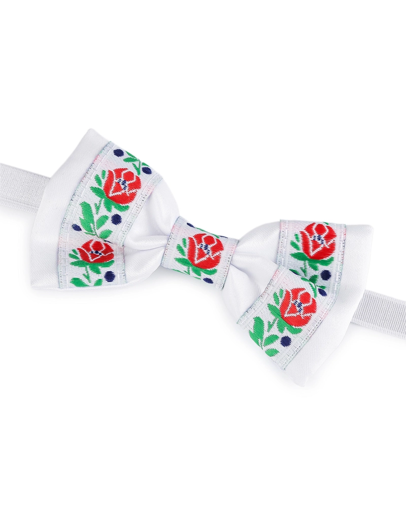 Saténový motýlik folklór hand made, dĺžka 9 cm - 1 ks | Mimib