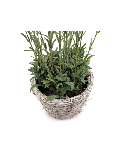 Umelá levanduľa v prútenom kvetináči, výška 78 cm - 1 ks | Mimib