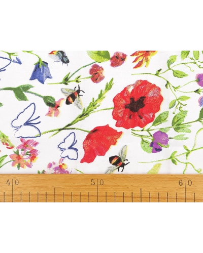 Bavlnená látka / plátno lúčne kvety - 1 m | Mimib