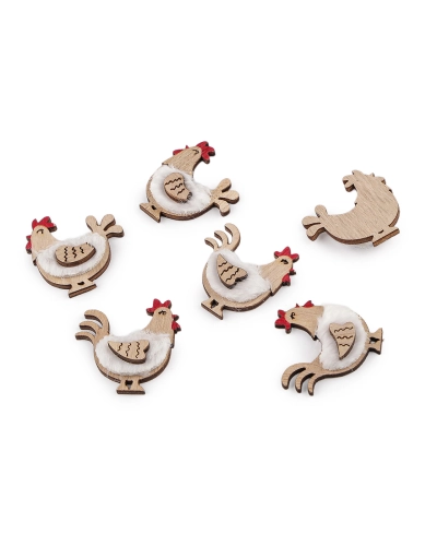 Drevená sliepočka na aranžovanie - 6 ks | Mimib