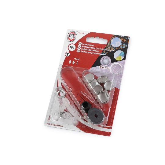 Gombík zapínací pre ručné poťahovanie nerezový Ø12, 15 mm - 1 kar. | Mimib