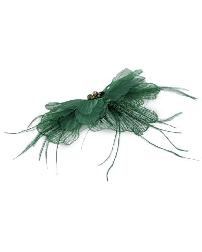 Brošňa so sklenenými brúsenými korálikmi a perím - 1 ks | Mimib