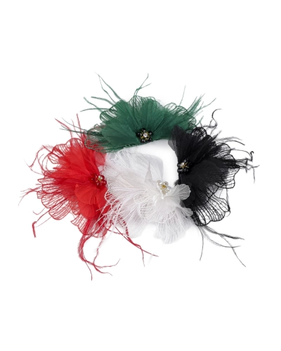 Brošňa so sklenenými brúsenými korálikmi a perím - 1 ks | Mimib