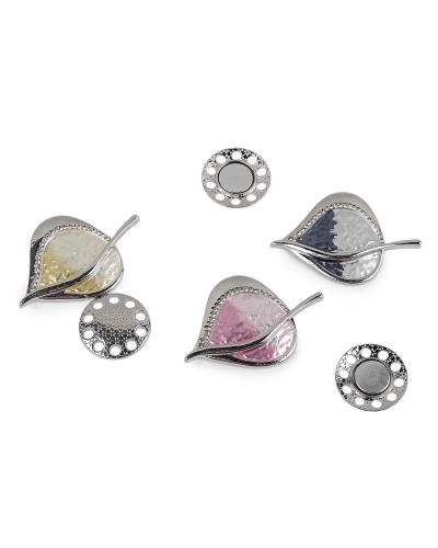 Magnetická brošňa s brúsenými kamienkami list - 1 ks | Mimib