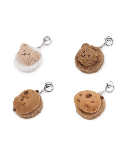 Plyšové kozmetické zrkadlo / prívesok na kabelku medveď, kapybara - 1 ks | Mimib