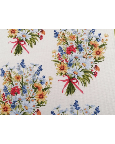 Bavlnené vaflové piké lúčne kvety - 1 m | Mimib