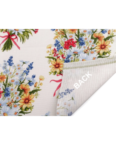 Bavlnené vaflové piké lúčne kvety - 1 m | Mimib