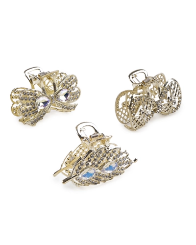 Kovový štipec do vlasov s brúsenými kamienkami - 1 ks | Mimib