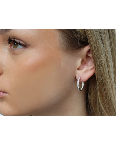 Náušnice z nerezovej ocele s brúsenými kamienkami kruhy - 1 pár | Mimib