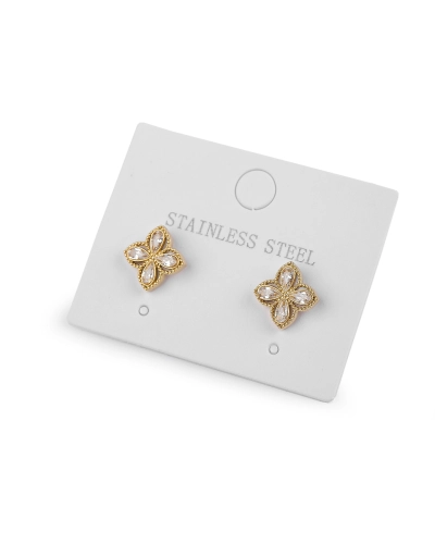 Náušnice z nerezovej ocele s brúsenými kamienkami kvety - 1 pár | Mimib