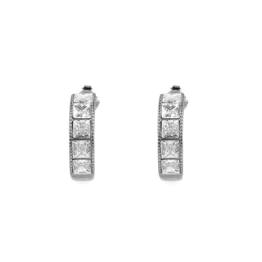 Náušnice z nerezovej ocele s brúsenými kamienkami kruhy - 1 pár | Mimib