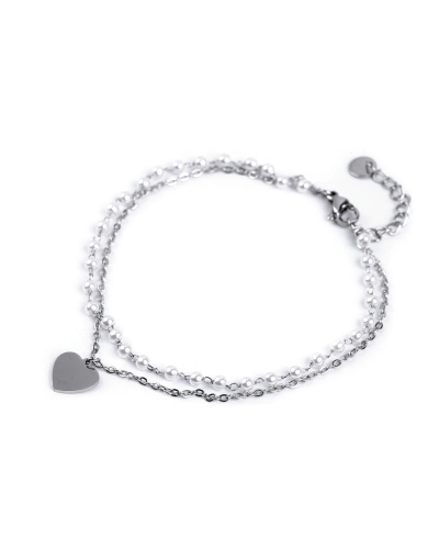 Náramok na členok z nerezovej ocele s perlami a príveskom - 1 ks | Mimib