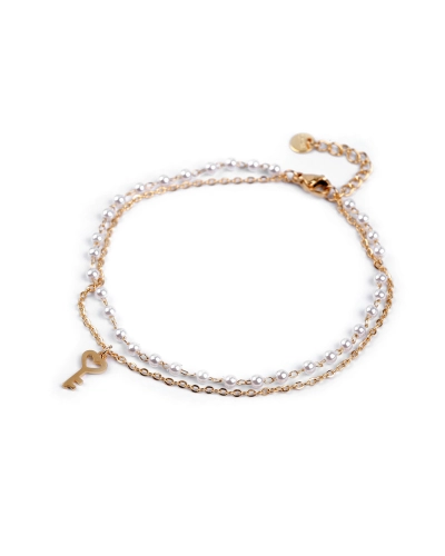 Náramok na členok z nerezovej ocele s perlami a príveskom - 1 ks | Mimib