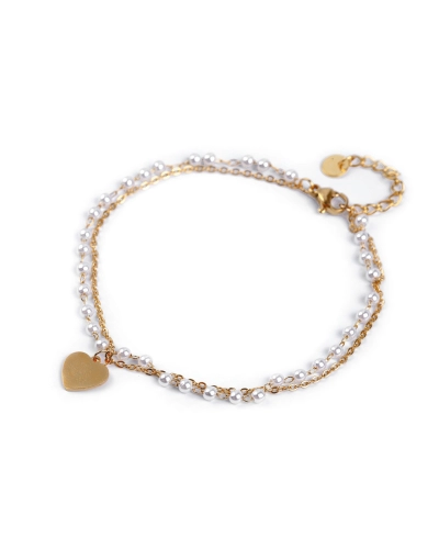 Náramok na členok z nerezovej ocele s perlami a príveskom - 1 ks | Mimib