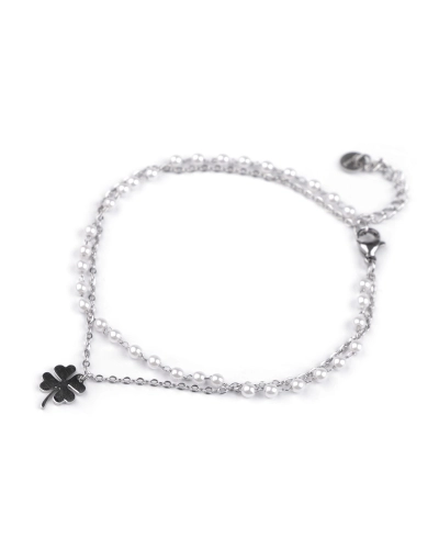 Náramok na členok z nerezovej ocele s perlami a príveskom - 1 ks | Mimib